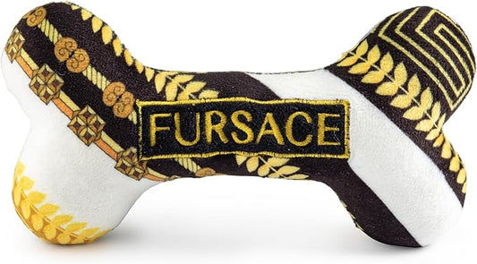 Haute Diggity Dog Fursace Bone, Plush Designer Dog Toys with Interactive Squeaker, Stimulating Pet Enrichment, Machine-Washable & Safe Materials for All Breeds, One Size