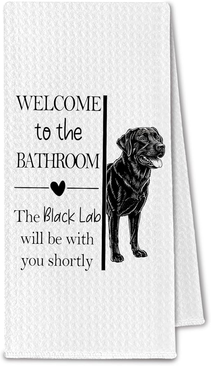 Black Lab Gifts Bathroom Hand Towels, Black Labrador Retriever Dog Owner Lovers Gifts for Women, Funny Dog Decorative Hand Towel for Bathroom Kitchen Decor, 16x24 Inch