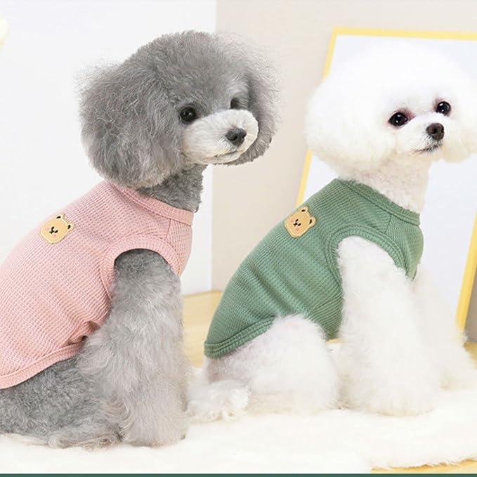 Cotton Dog Shirt Summer Lightweight Pet T-Shirts Soft Breathable Stretchy Cats Dogs Tee Shirt Sleeveless Vest Dog Apparel for Dog Clothes 3XL, 2PCS Yellow&Green
