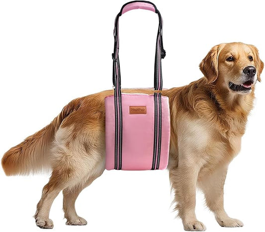 Dog Lift Harness for Large Dogs, Adjustable Comfortable Dog Sling with Handle, Knee & Rear Leg Support for Torn ACL Rehabilitation, Weak Rear Legs, Helps Senior, Disabled Canines(Pink,M)
