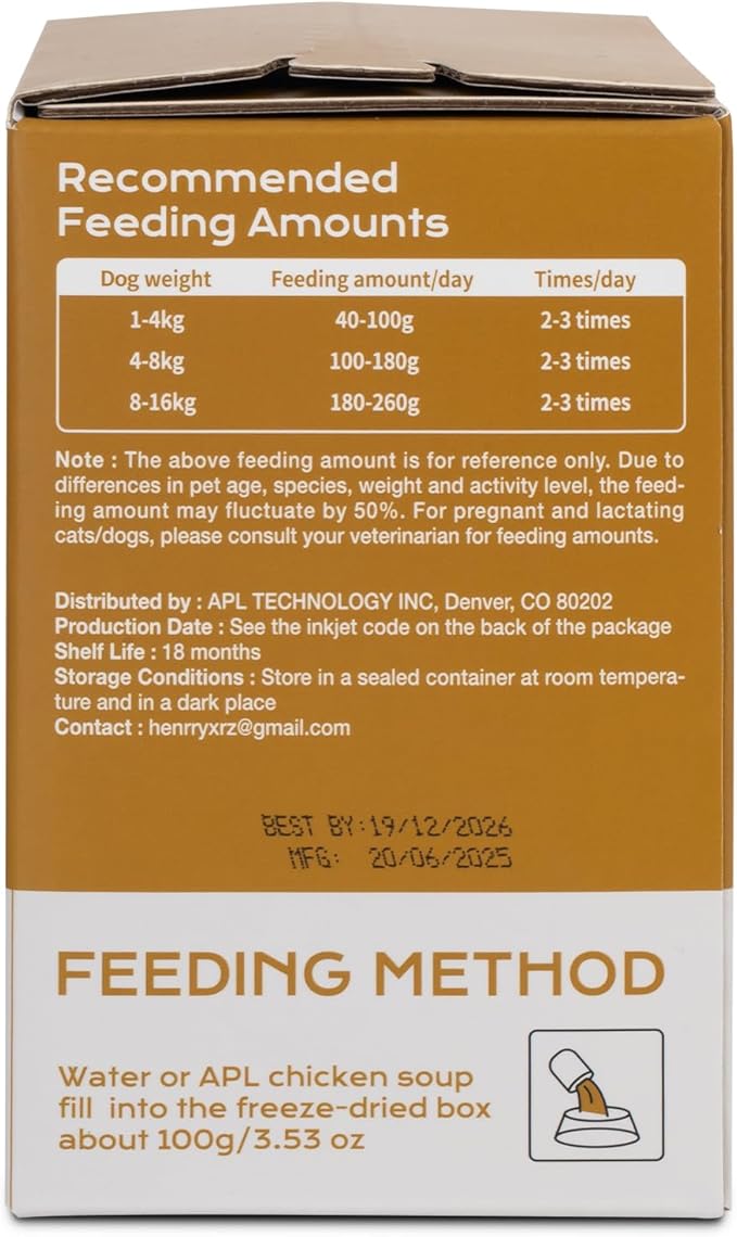 APL Freeze-Dried Dog Food, 0.7oz x 6 Pack | 77% Fresh Meat, 70% Chicken, 55% Crude Protein, Pumpkin & Superfood Recipe | Supports Dental Health, Skin & Coat | Ready-to-Serve