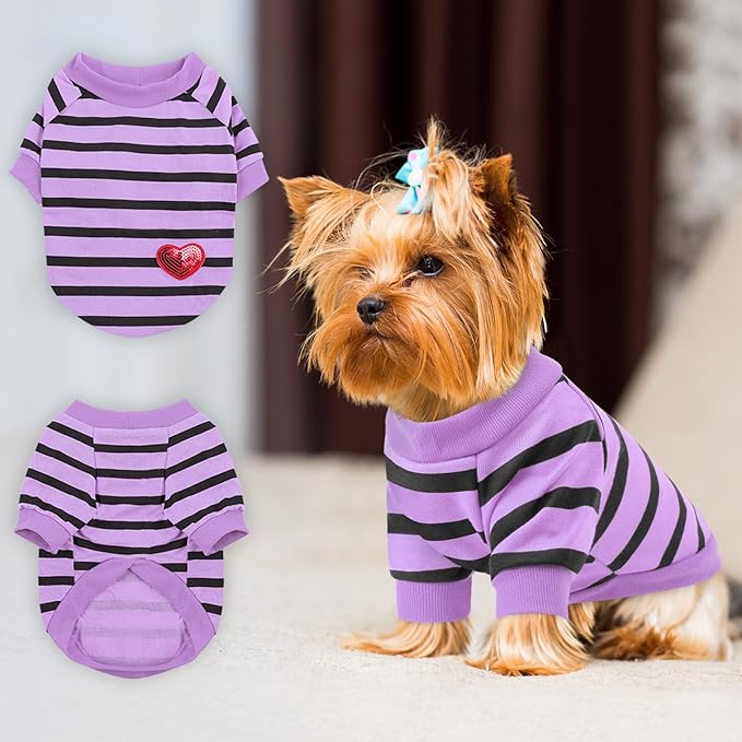 Queenmore Small Dog Shirt,Soft Breathable Dog Shirt for Dogs Cats Boy Girl,Pet Clothes for All Season,Breathable Lightweight Pet Tshirt for Frenchie, Dachshund, Yorkie