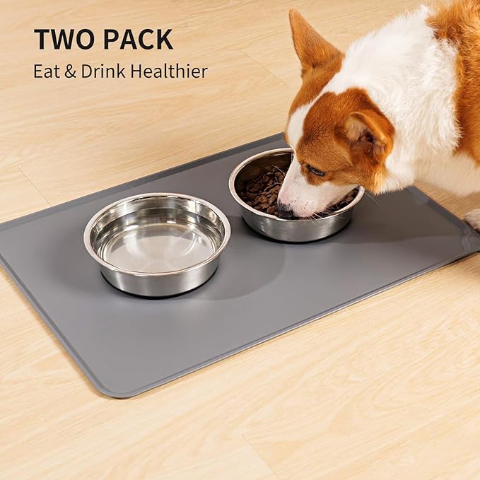 Taglory 4 Cup Stainless Steel Dog Bowls Set of 2 for Food and Water, Silicone Base Anti-Slip, Rust Resistant, Extra Thick Metal Bowls for Small Dogs, 30oz, Black