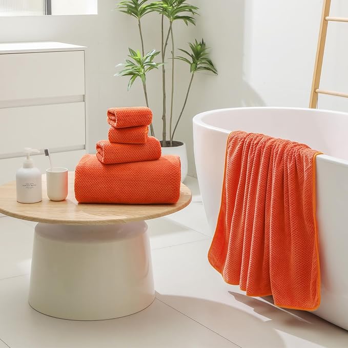 YTYC Towels,39x78 Inch Oversized Bath Sheets Towels for Adults Luxury Bath Towels Extra Large Sets for Bathroom Super Soft Microfiber 80% Polyester(Burnt Orange,2 Piece)