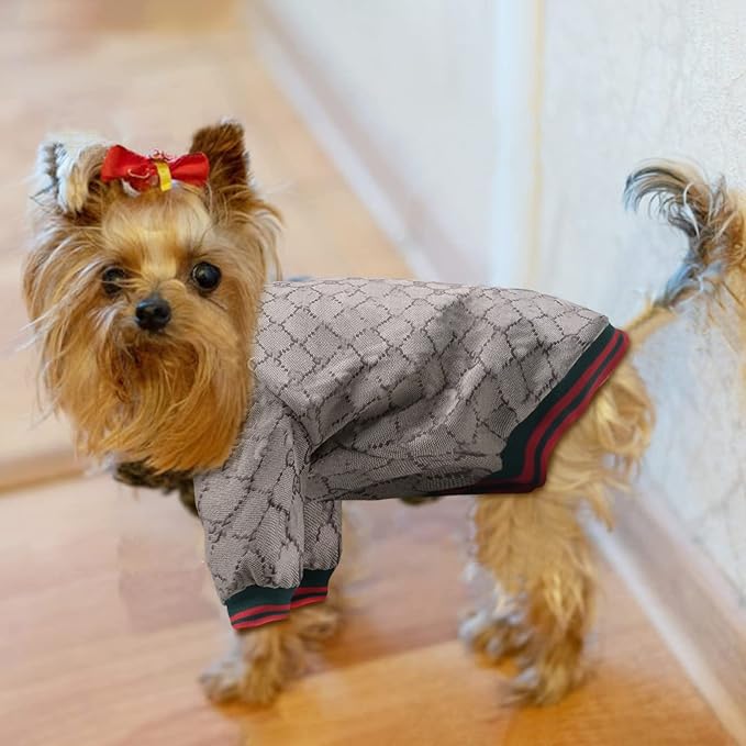 Dog Hoodie Classic Designer Puppy Coat Luxury Puppy Clothing Warm Pet Dog Coat Zipper Design Easy On/Off Teddy Clothing Chihuahua Clothes French Bulldog Clothes L
