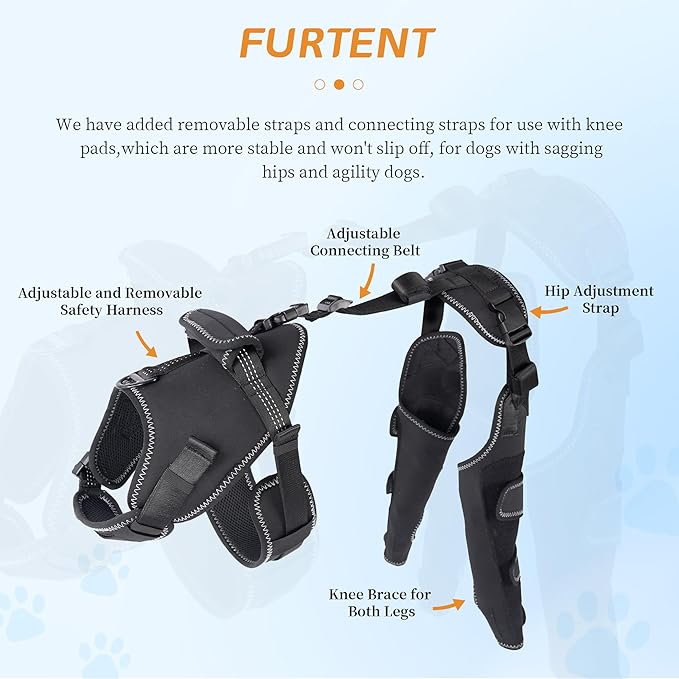 Dog Knee Brace for Torn Acl Hind Legs - Provides Joint Protection and Warmth, Upgraded Adjustable Leg and Hip, Dogs Rear Leg Wrap Harness Set for Leg Wound Care and Lick Prevention, L