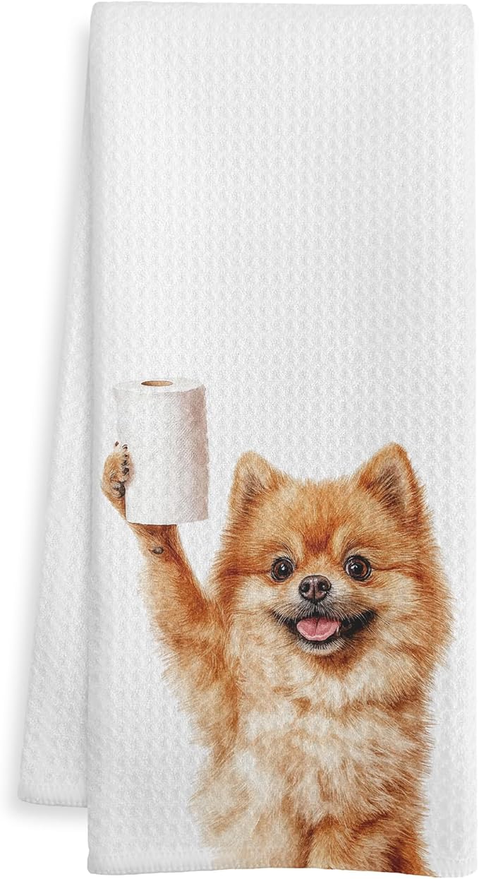 Funny Pomeranian Gifts Bathroom Hand Towels, Pomeranian Dog Lovers Gifts Decorative Hand Towels for Kids Guest Bathroom Washroom Half Bath, 16X24 Inch
