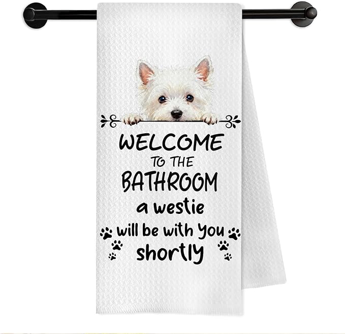 Funny Westie Dog Bathroom Hand Towels, West Highland Terrier Gifts, Westie Gifts for Women Men Decorative Hand Towels for Bathroom Toilet Washroom Restroom, 16x24 Inch