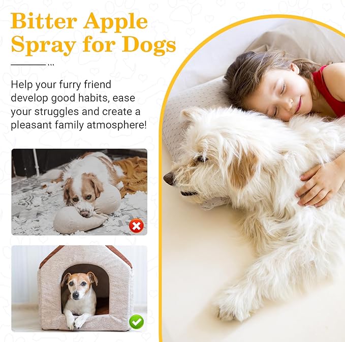 No Chew Spray for Dogs, Bitter Apple Spray for Dogs to Stop Chewing, Effective Indoor/Outdoor Deterrent Training Corrector for Anti-Scratch, Anti Marking, Furniture Protection (2 PCS)