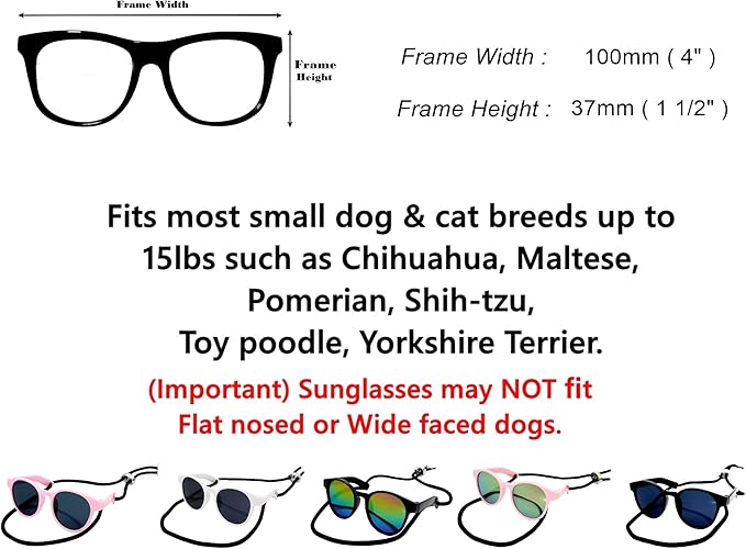 G014 Dog Cat Pet Panto Round Sunglasses for Small Breeds up to 15lbs (Panto Pink)