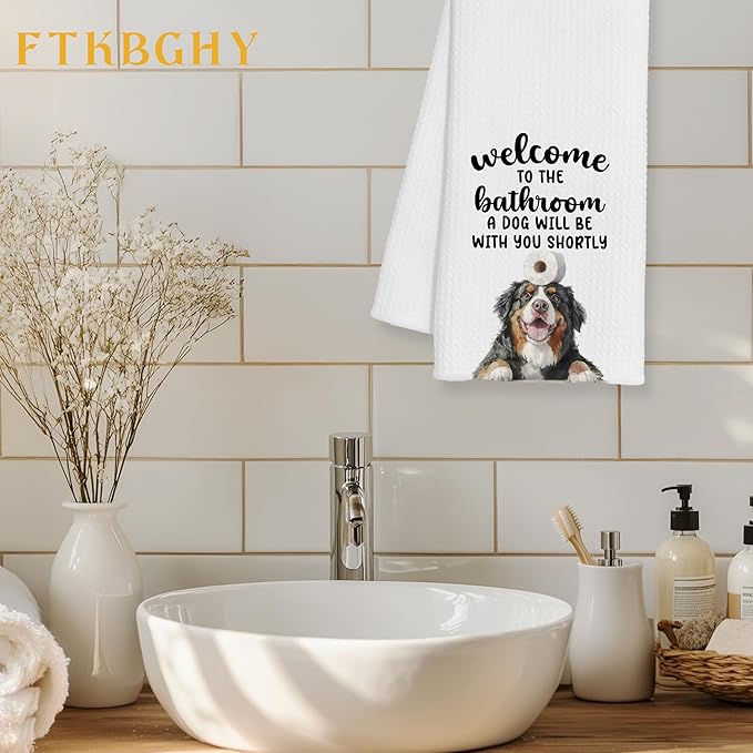 Funny Bernese Mountain Dog Hand Towels for Bathroom Decor, Bernese Mountain Dog Gifts, Dogs Lover Gifts Decorative Hand Towels for Bathroom Restroom Room, 16x24 Inch