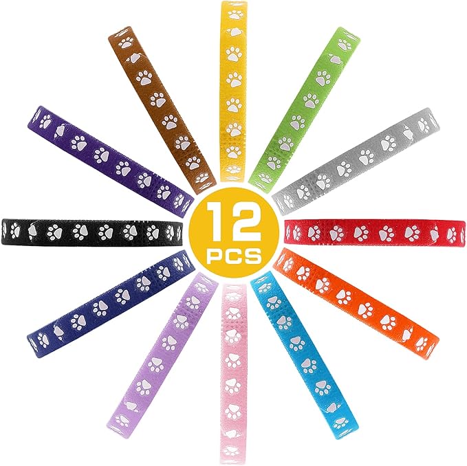cobee Newborn Puppy Collars, 12 Pcs Whelping Collars for Newborn Puppies Collars for Litter, Adjustable Super Soft Nylon Newborn Dog Identification Bands Puppy ID Collars