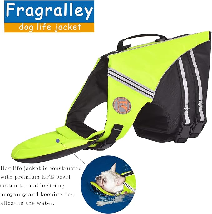 Dog Life Jacket, French Bulldog Life Vest for Swimming Boating, Dog Swim Vest with Chin Float and Rescue Handle, High Flotation Puppy Life Jackets (Chest Girth: 17" to 30", Weight: 17" to 28" LB)