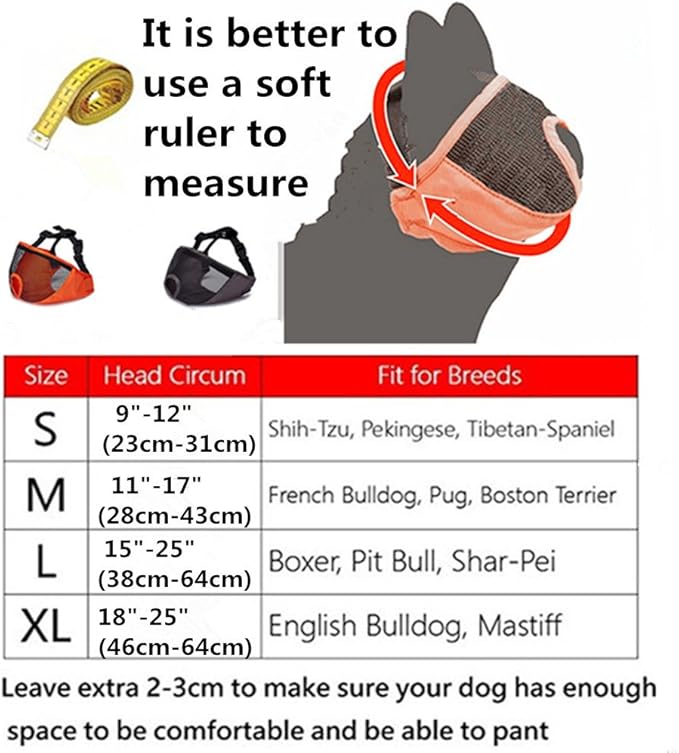 Short Snout Dog Muzzles- Adjustable Breathable Mesh Bulldog Muzzle for Biting Chewing Barking Training