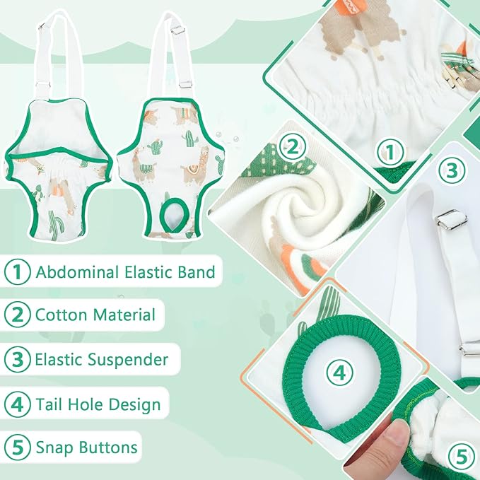 QBLEEV Dog Diapers Female Washable Sanitary Pantie with Adjustable Suspender, Reusable Doggie Period Panties, Pet Underwear Diaper Jumpsuits for Male Dogs in Heat, Puppy Diapers for French Bulldog M