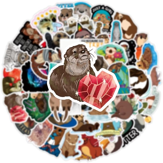 The Eurasian River Otter Cute Cartoon Animal Stickers 50pcs Pack | Kawaii Deacls Graffiti Vinyl PVC Waterproof for Adults Water Bottle Laptop Phone Skateboard Scrapbook