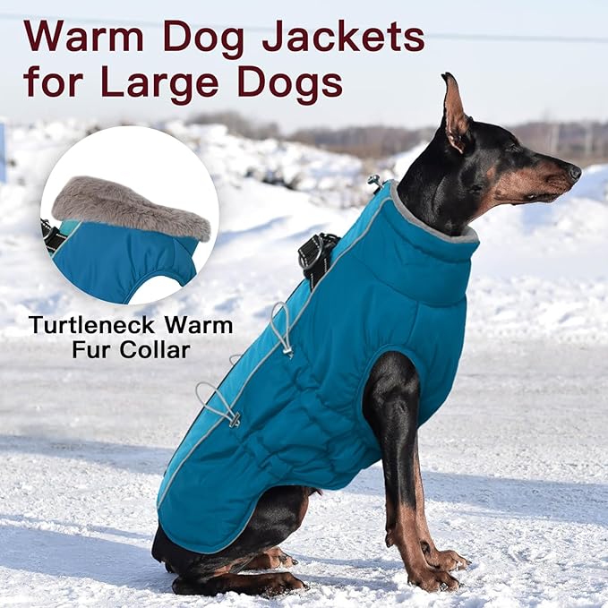 Medium Dog Winter Jacket - Warm Reflective Water-Resistant Snowsuit for Medium Dogs, Green