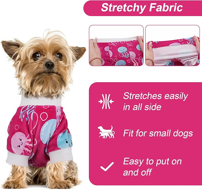 Dog Pajamas Small Sized Dog Clothes for Small Dogs Girl Boy, Puppy Outfit Lightweight Velvet Pet Pjs, Fleece Doggie Onesies, Winter Puppy Jumpsuit, Jammies Apparel, XS,Rose