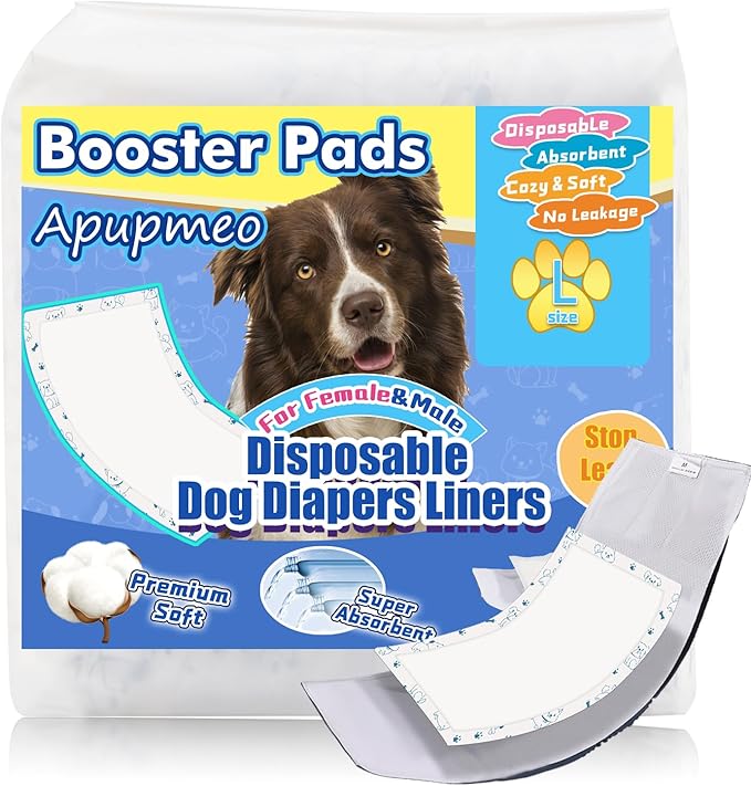Disposable Dog Diaper Liners - 20PCS Dog Booster Pads for Male Female Dogs - Doggie Diaper Insert Pads for Pet Belly Bands Wraps Period Pants Covers(L,20)