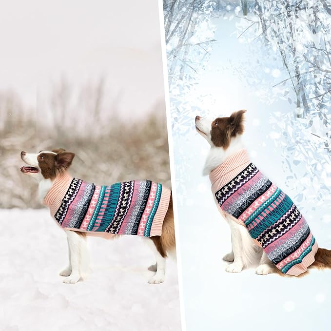 Mihachi Dog Sweater - Winter Coat Apparel Clothes with Colorful Stripes for Cold Weather