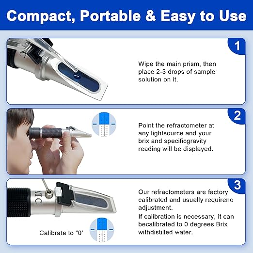Professional 3-in-1 Veterinary Refractometer with ATC - Urine Specific Gravity & Serum Protein Tester for Dogs & Cats - Practical Gift for Vet Students & Pet Owners