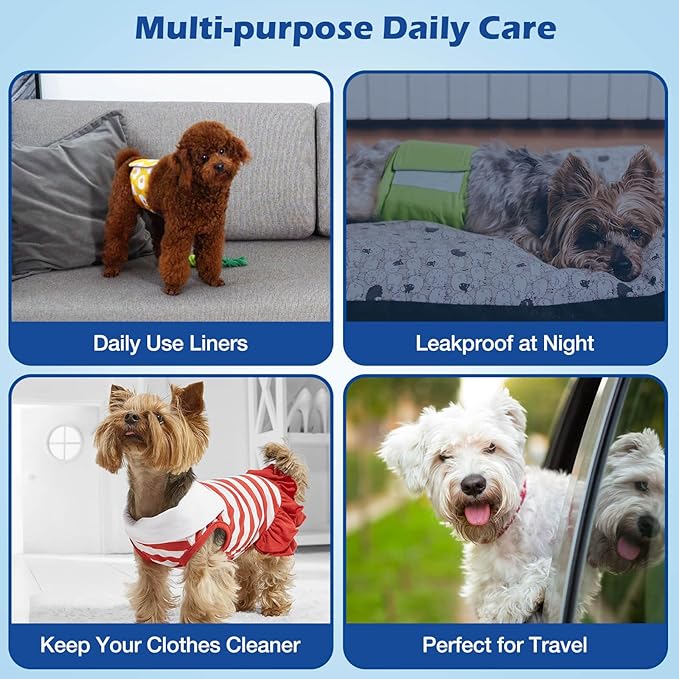 Disposable Dog Diaper Liners Booster Pads for Male and Female Dogs, Doggie Diaper Inserts fit Most Types of Dog Diapers - Pet Belly Bands and Male Wraps (XS-160Count)