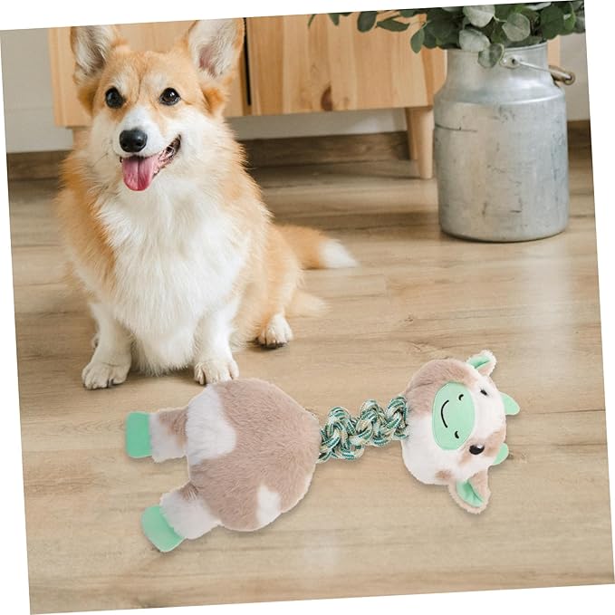 Interesting Cotton Knot Dog Chew Toy Bite-Resistant Puppy Accessory for Teething Safe and Molar Toy Engaging Cow Shape for Independent Play and Relief