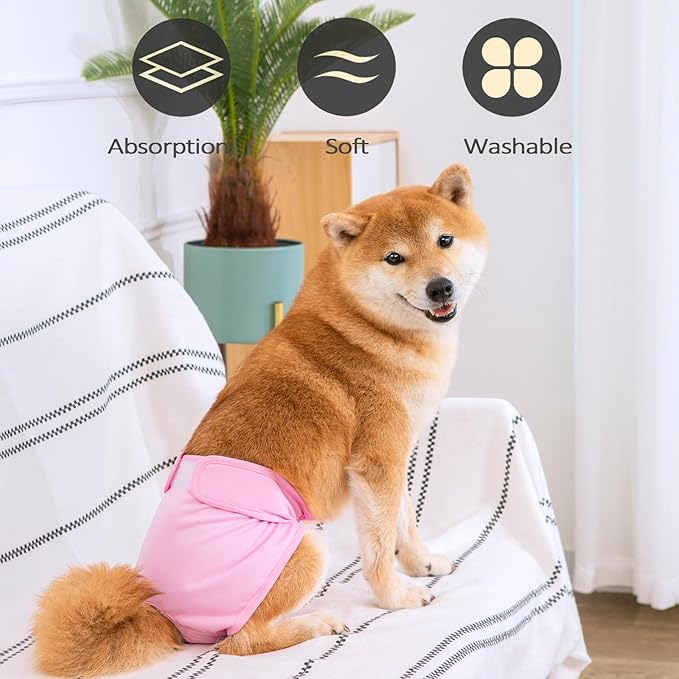 Dog Diapers Female Puppy Diapers, Highly Absorbent Dog Heat Panties Reusable, Durable Dog Sanitary Panties for Girls Medium, Upgrade Extra Large Female Doggie Diapers