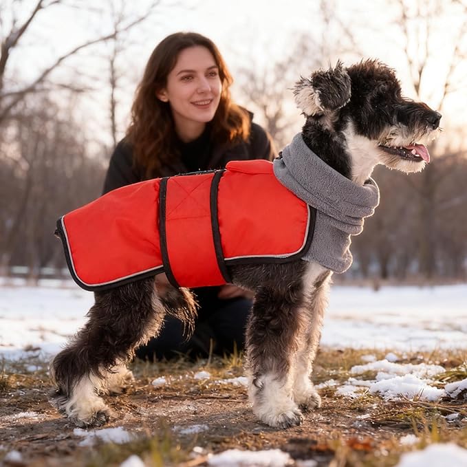 KOOLTAIL Dog Snow Jacket Winter Coat for Small Medium Dogs, Waterproof&Windproof Puppy Jacket with Fleece Lining and High Collar for Cold Weather, Warm Pet Snowsuit Vest Clothes with Leash Hole,Red XS