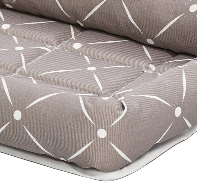 MidWest Homes for Pets 40222-MRD Quiet Time Couture Ashton Bolster Pet Bed, Small Dog/22, Mushroom, Mushroom & White Diamond Pattern, 22-Inch