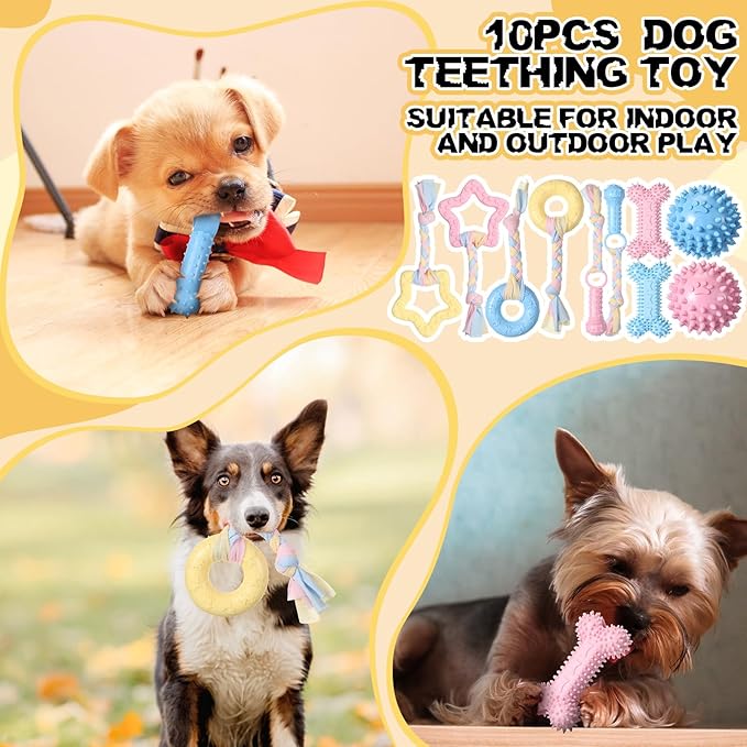 Syhood 60 Pcs Squeaky Dog Toys Bulk Stuffed Plush Chew Toys Puppy Teething Rope Cute Spiky Chew Ball for Small Dog Pet Teething Gift(Cute Style)