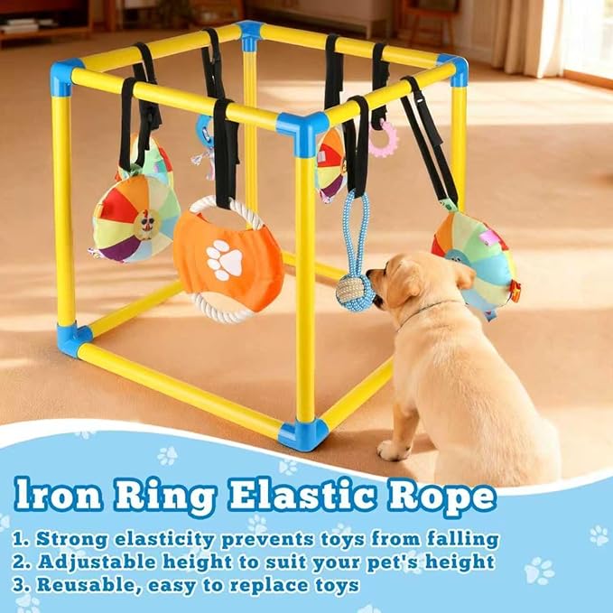 Puppy Game Gym Puppy Toothing Toy, Equipped with 8 Hanging Small Puppy Toys, Jungle Playground has Interactive and Interesting Rich Toys, Combining Grinding Teeth and Mental Stimulation