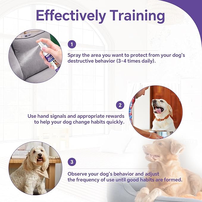 No Chew Spray for Dogs - 6.76 Fl Oz, Bitter Apple Spray for Dogs, Dog Deterrent Spray, Stops Chewing and Licking, Protects Furniture, Prevents Wound Licking, Non-Toxic, Alcohol-Free