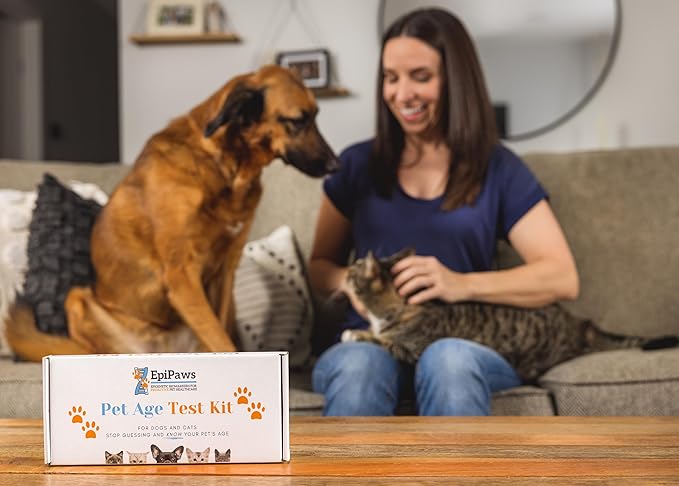 Pet Age Test for Dogs & Cats - Includes Wellness Insights for Your Pet’s Life Stage - at Home Epigenetic Biomarker Testing Kit, Great for Rescued Pets