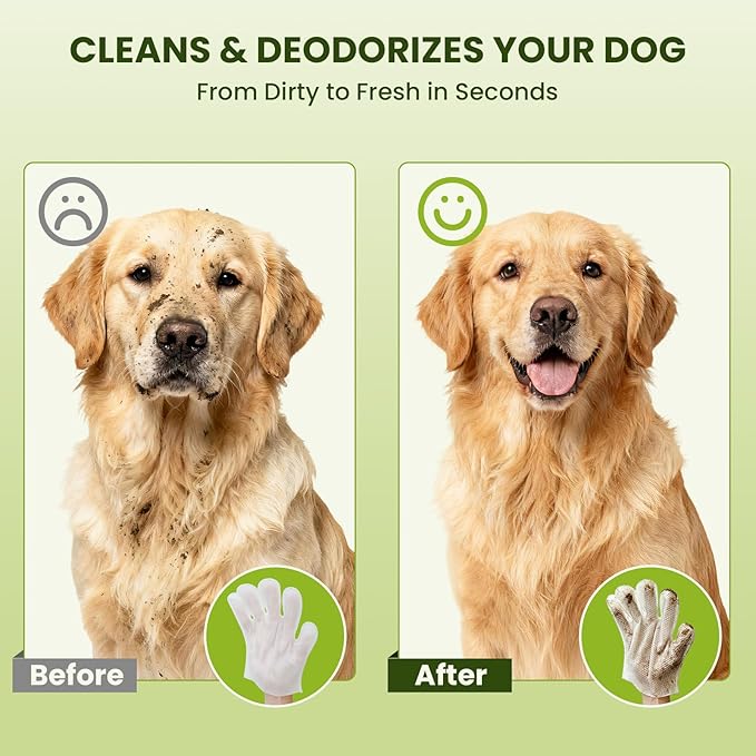 36PCS Hypoallergenic Pet Glove Wipes for Dogs & Cats - Quick Clean & Deodorizing Between Baths & Travel | Dog Washing Wipes for Fur, Butt, Paws, Eyes & Ears |Cat Cleaning Gloves for Grooming & Bathing