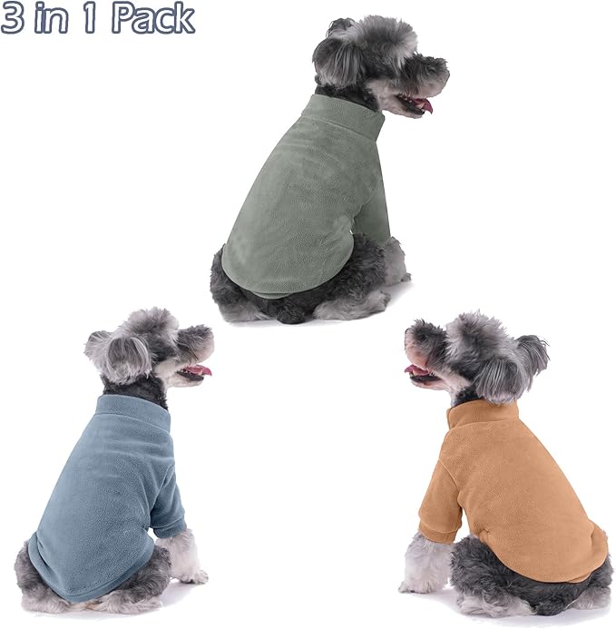 Dog Sweater, 3 Pack Dog Sweaters for Small Dogs Girl Boy, Ultra Soft Warm Puppy Clothes Dog Coat for Winter (Lt Blue+Olive+Brown, X-Large)