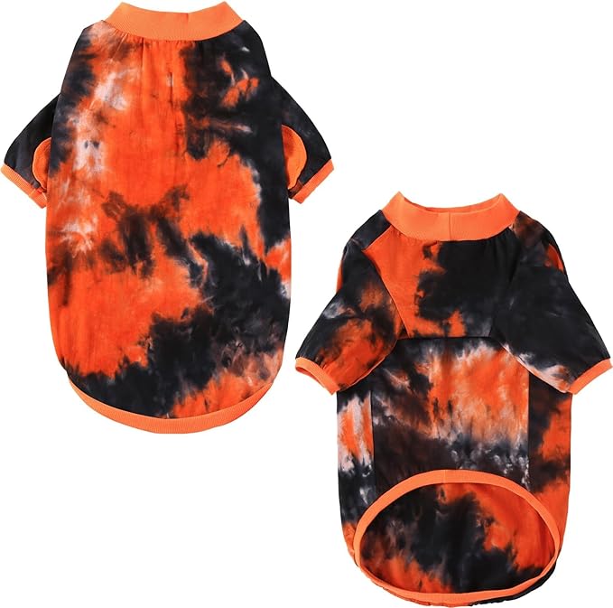 Dog Cotton Black Orange T-Shirts Soft and Stretchy Dog Shirt Pajamas Pets Clothes for Medium Dogs(Medium Black)