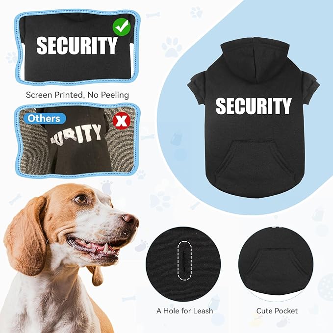 Dog Sweaters for Small Dogs Security Dog Hoodie Sweater Soft Brushed Fleece Pet Clothes Pet Hoodie Sweatshirt with Pocket(S)