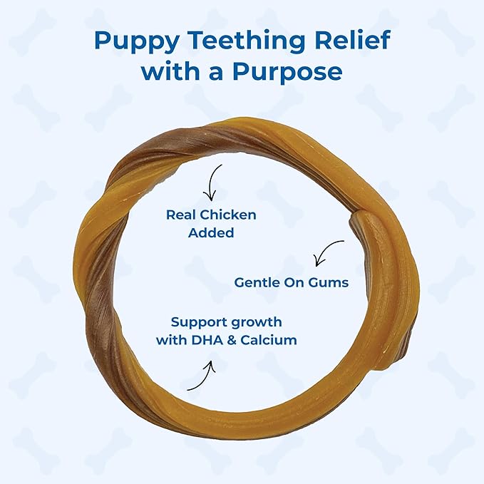 N-Bone Puppy Teething Rings Texas BBQ 3 Count Bag Variety Pack, Burnt Ends & Pulled Pork Flavor, Total 2 Bags, 7.2-oz, 6 Rings