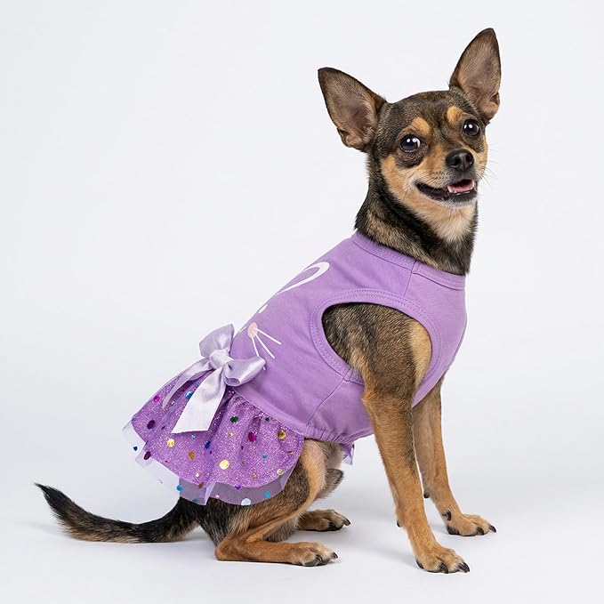 Fitwarm Easter Bunny Dog Dress, Holiday Dog Clothes for Small Dogs Girl, Pet Easter Outfit, Purple, White, Small