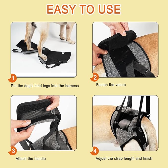 Dog Sling for Large Dogs Hind Leg Support Dog Lift Harness Adjustable Durable Rear Lift Support Harness for Weak Back Legs, Elderly, Injured, Senior, Arthritic, ACL Recovery Pet