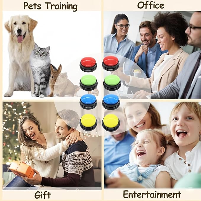 8 Pieces Voice Recording Button for Dog Voice Recording Clicker for Cat Colorful Dog Buttons for Communication 30 Second Record & Playback Pet Talking Trainin Buttons Funny Gifts for Pet