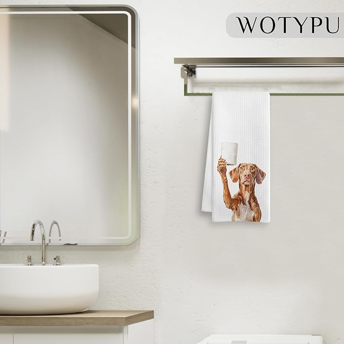 Funny Vizsla Gifts Bathroom Hand Towels, Vizsla Dog Lovers Gifts Decorative Hand Towels for Kids Guest Bathroom Washroom Half Bath, 16X24 Inch