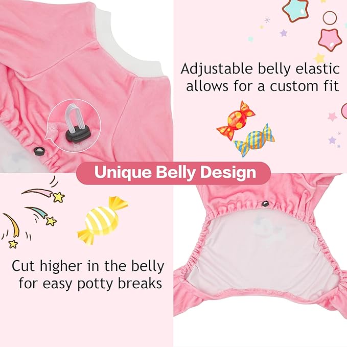 CuteBone Soft & Stretchy Dog Pajamas Lucy - Cozy Pet Jammies Breathable Jumpsuit for Small Dogs - All-Season Comfy Outfit Easy-On Pullover Design - Keeps Pets Warm & Comfortable P338L