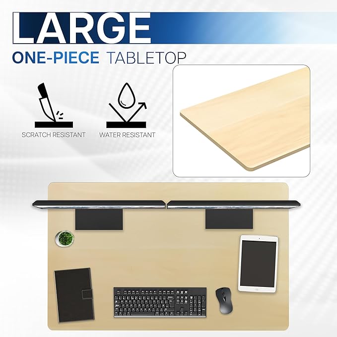 VIVO Universal 48 x 30 inch Solid One-Piece Table Top for Standard and Sit to Stand Height Adjustable Home and Office Desk Frames, Light Wood, DESK-TOP48-30C
