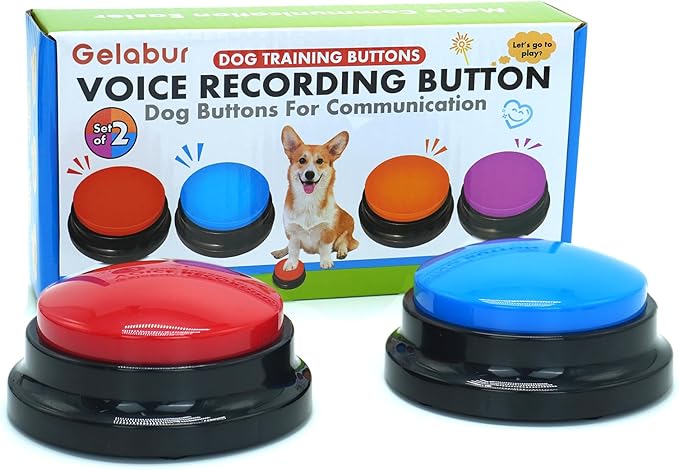 Set of 2 Dog Buttons for Communication, Voice Recordable Buttons for Classroom, Dog Training Talking Buttons Starter Set, Pet Easy Speaking Buttons Tools