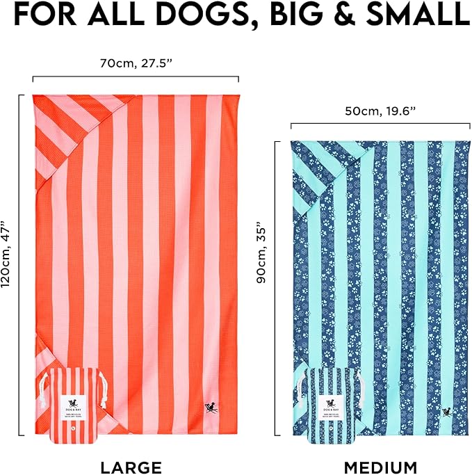 Dock & Bay Pet Towel - Super Absorbent & Quick Drying Dog Towels with Bag - 100% Recycled - Puppy Party, Medium (90x50cm, 35x19)