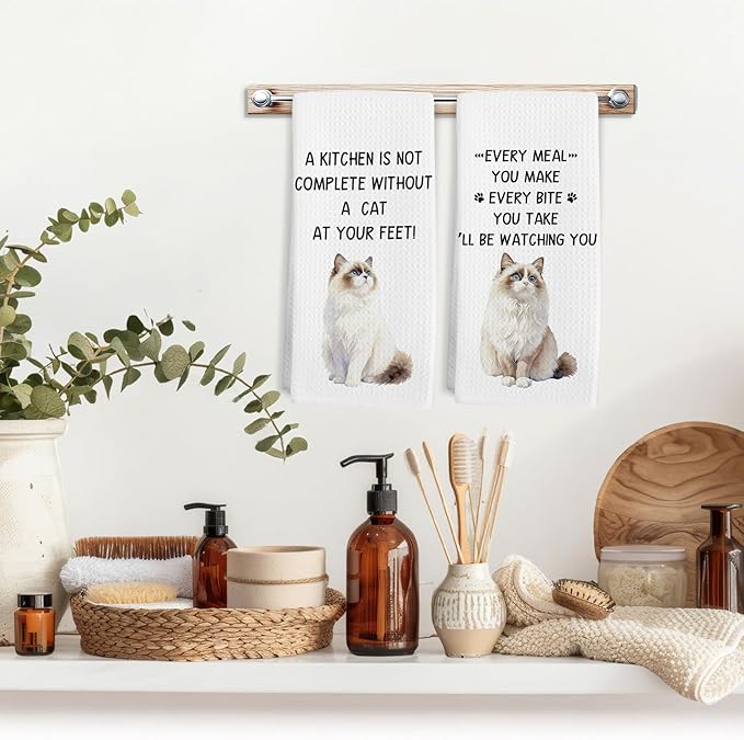 Gifts for Ragdoll Cat Lovers Kitchen Towels Set of 2, Ragdoll Cat Gifts Hand Towel, Every Meal You Make RagdollCat Decorative Tea Dish Towels for Kitchen, FunnyCat Kitchens Decor, 16x24in