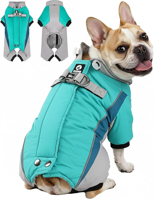Fullbody Dog Coat Warm Fleece Dog Jacket,4-Legged Reflective Dogs Vest Turtleneck Cold Weather Coat, Waterproof Windproof Puppy Puffer Onesie