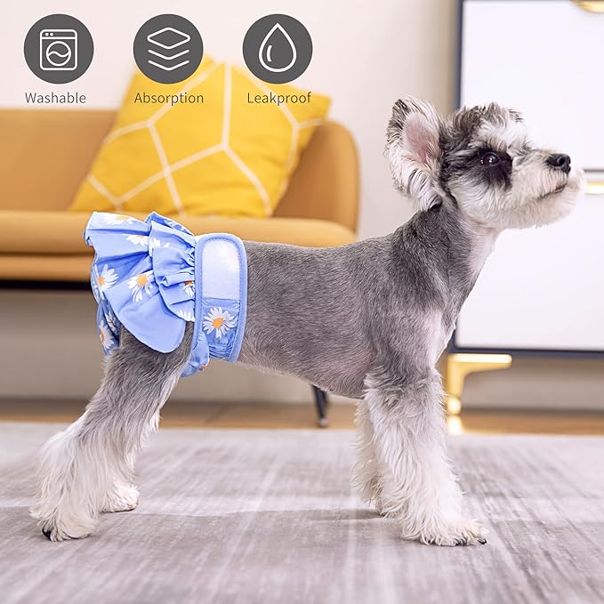 Female Dog Diapers Dog Menstrual Period Diapers Fashion Skirt for Girl Dogs, Highly Absorbent Dog Heat Panties Reusable Washable Female Dog Diapers Doggie Princess Dress (Medium Size, 3 Packs)